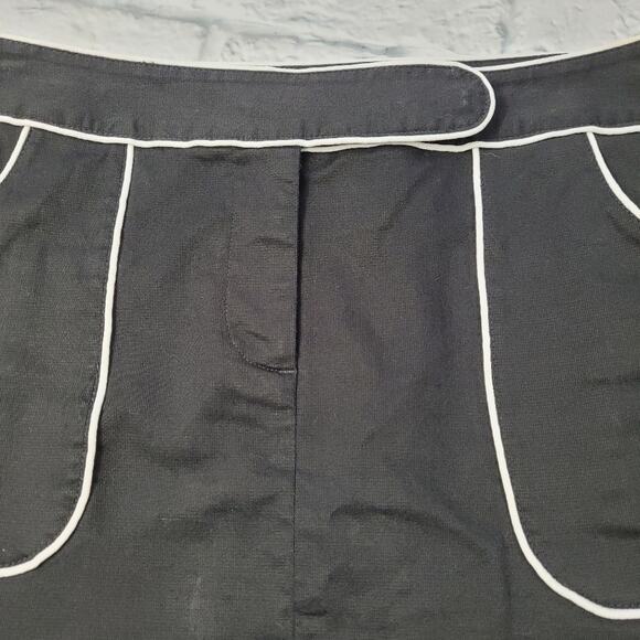 Loft Black Pleated Skirt with White Piping size 8 - Picture 3 of 8